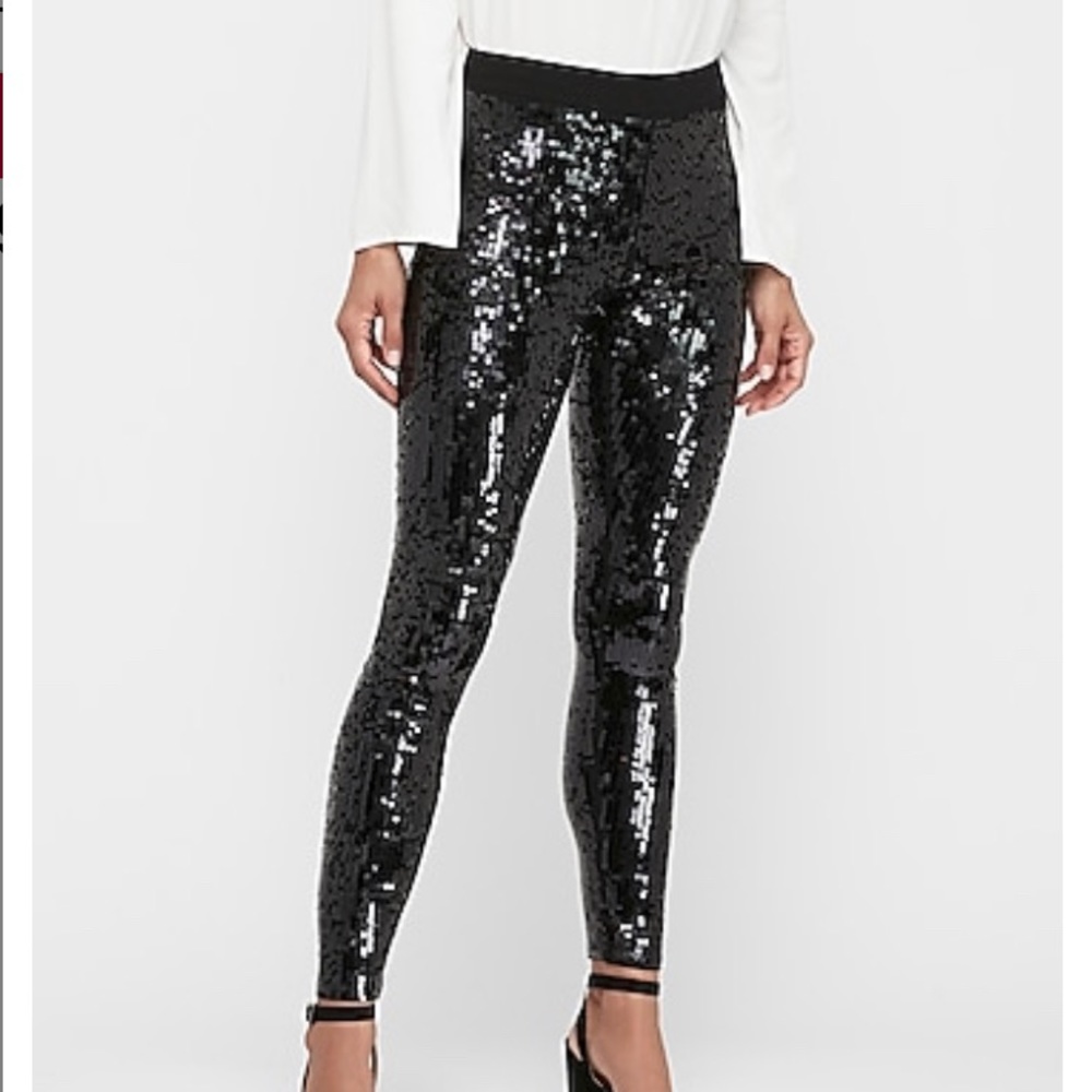 Sequin leggings black